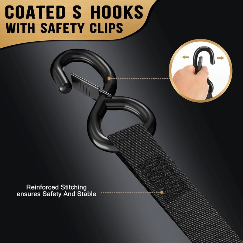 IAZZCO Retractable Ratchet Tie Down Straps - 1 Inch x 10 Feet (1800 LB Break Strength) Heavy Duty Self Retracting Ratchet Straps, for Trucks/ATV/Motorcycle/Cargo/Household（Black/4 Pack） - Image 3